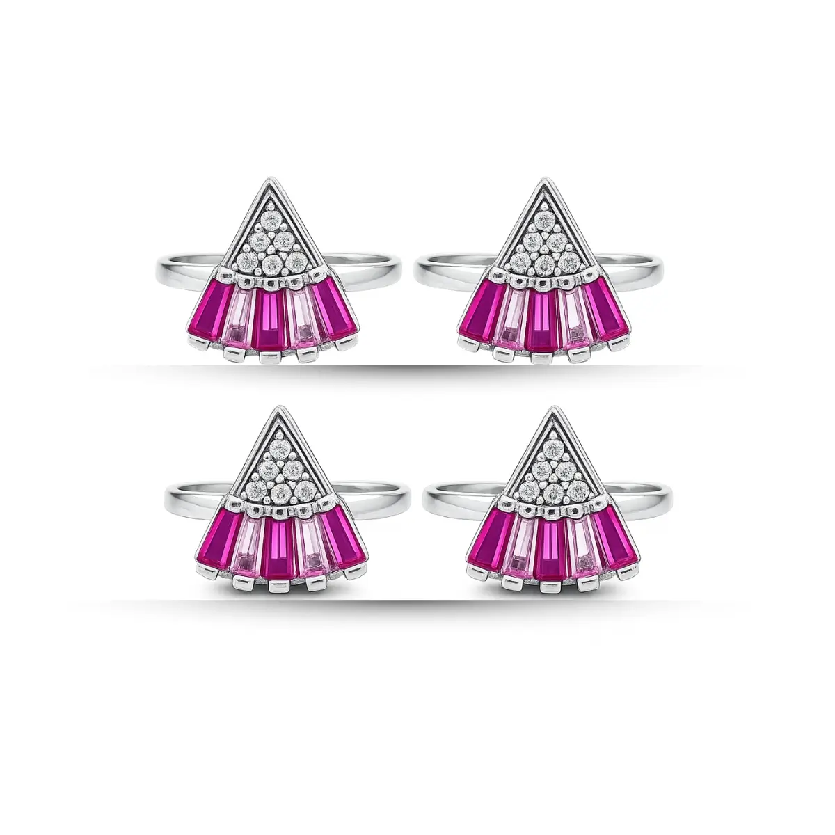 925 Sterling Silver A Toe Ring Pair Of 2 Contemporary Triangular Inspired Motifs For Women